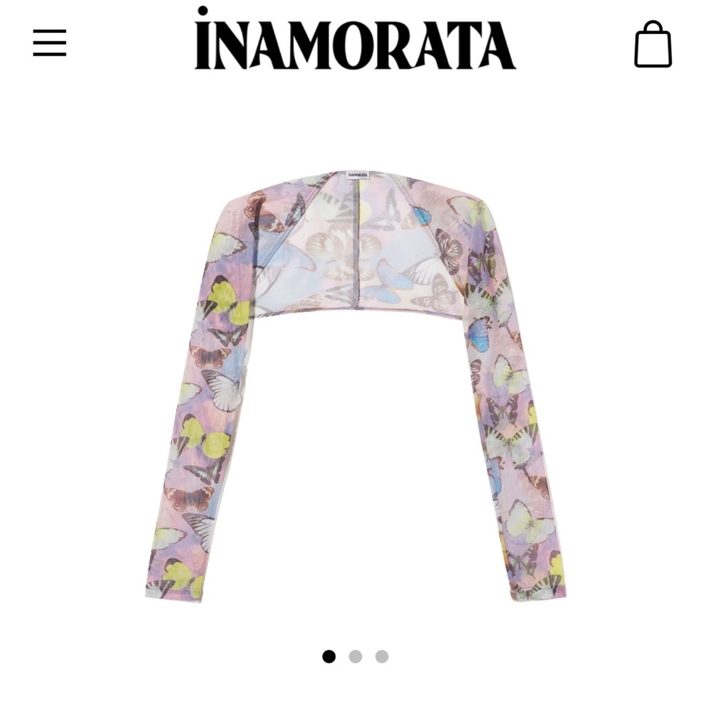 iNAMORATA Pastel Butterfly Print Sheer Shrug - Lavender, Yellow, Blue